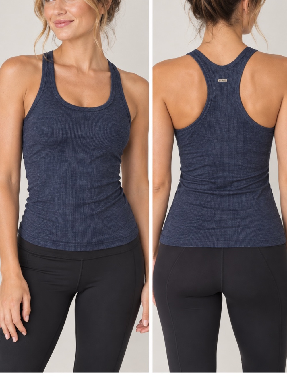 prAna Becksa Tank Ribbed Racerback Built-In Bra Navy Blue Size Small